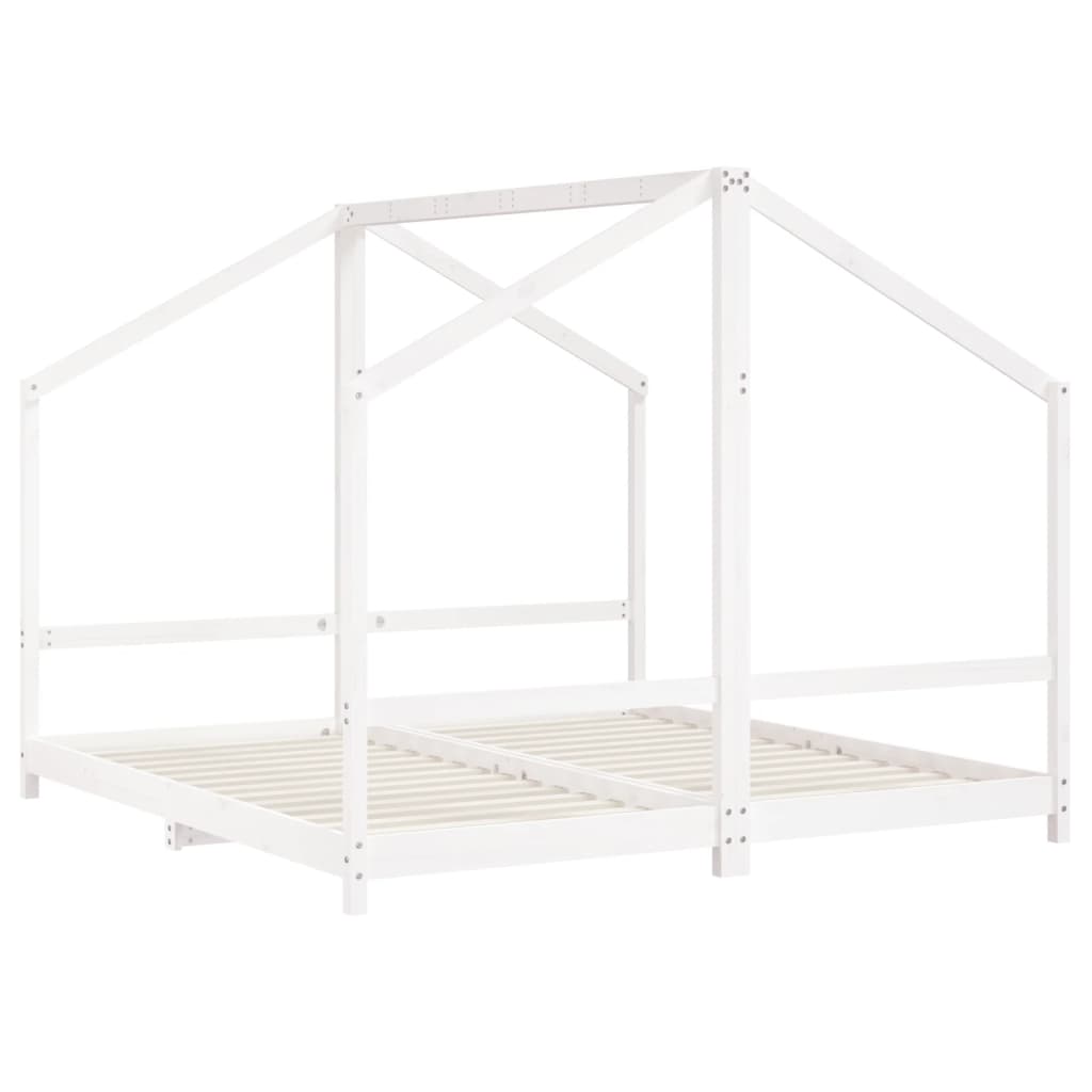 Cadre de lit d'enfant blanc 2x(90x190) cm bois de pin massif