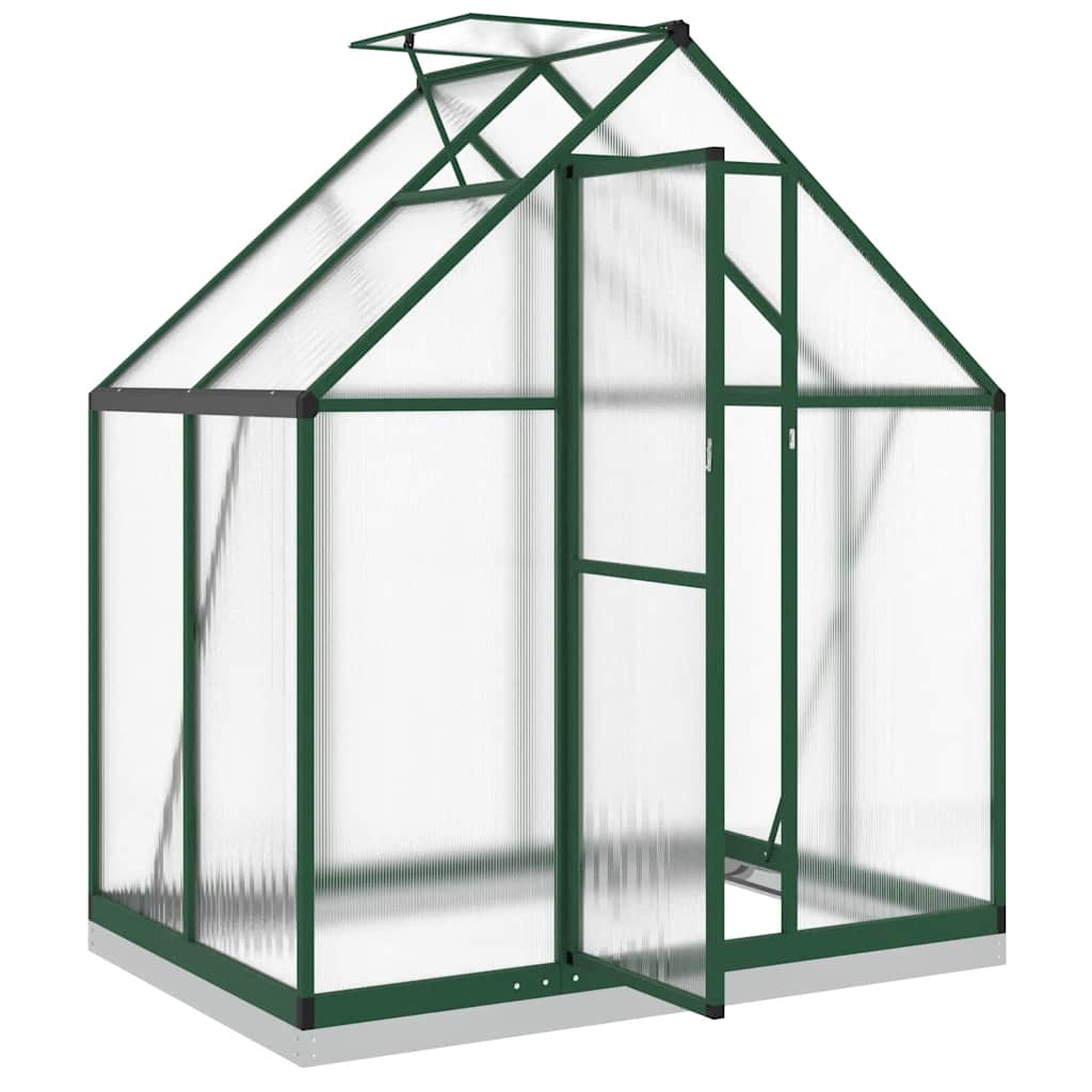 Serre avec cadre de base vert 169x114x202 cm aluminium
