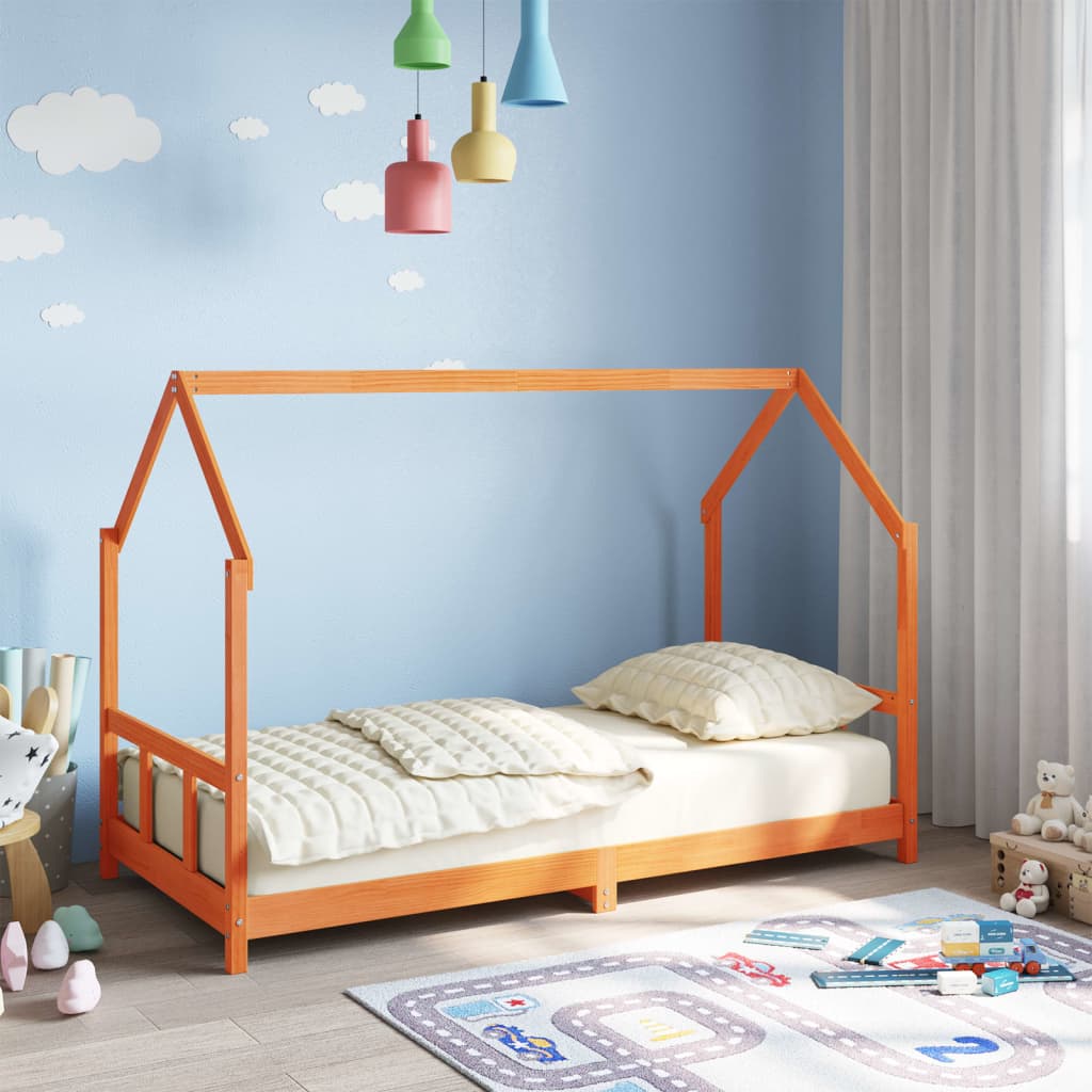 Cadre de lit d'enfants cire marron 90x190 cm bois de pin massif