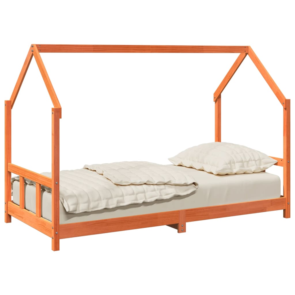 Cadre de lit d'enfants cire marron 90x190 cm bois de pin massif