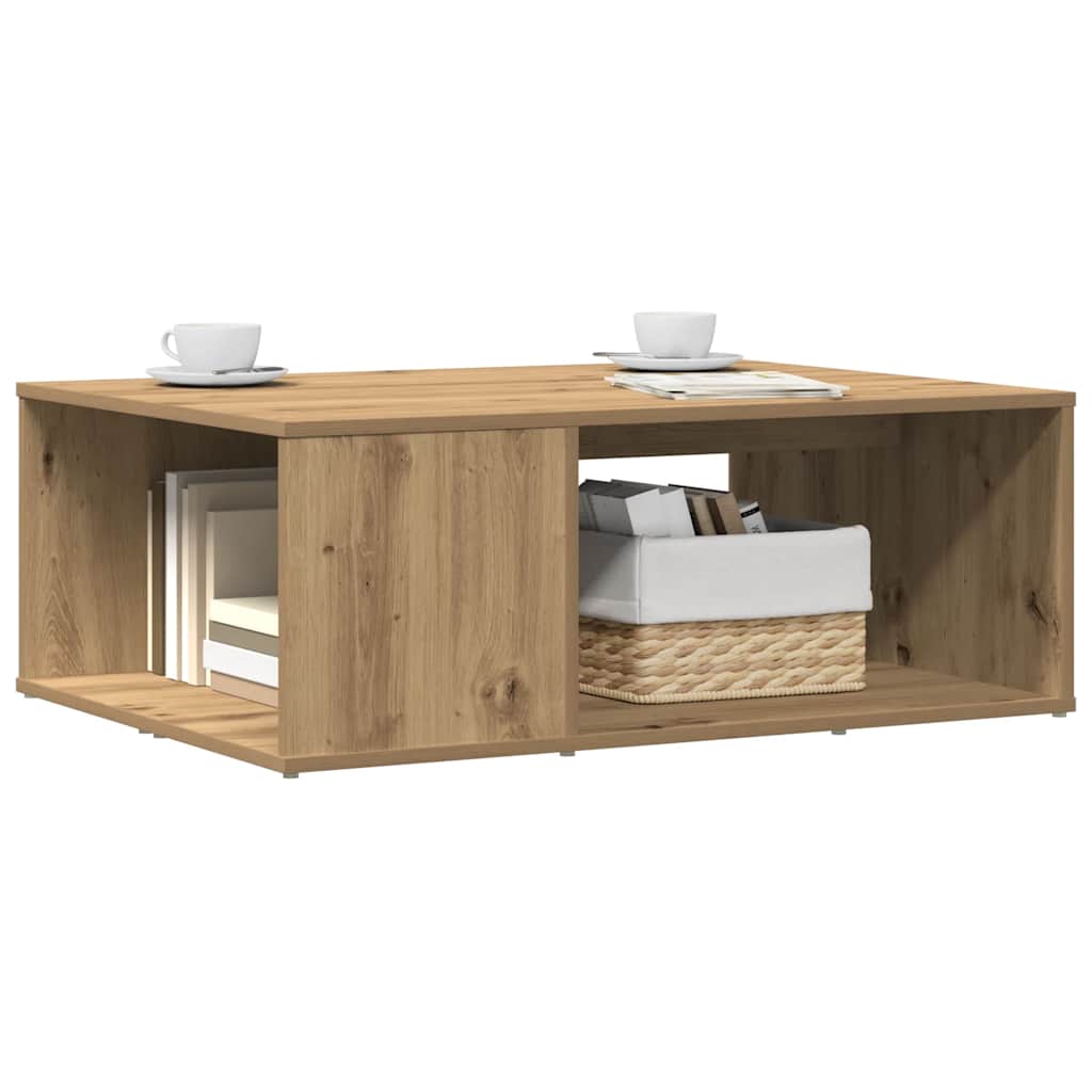 Table basse chêne artisanal 90x67x33 cm bois d'ingénierie