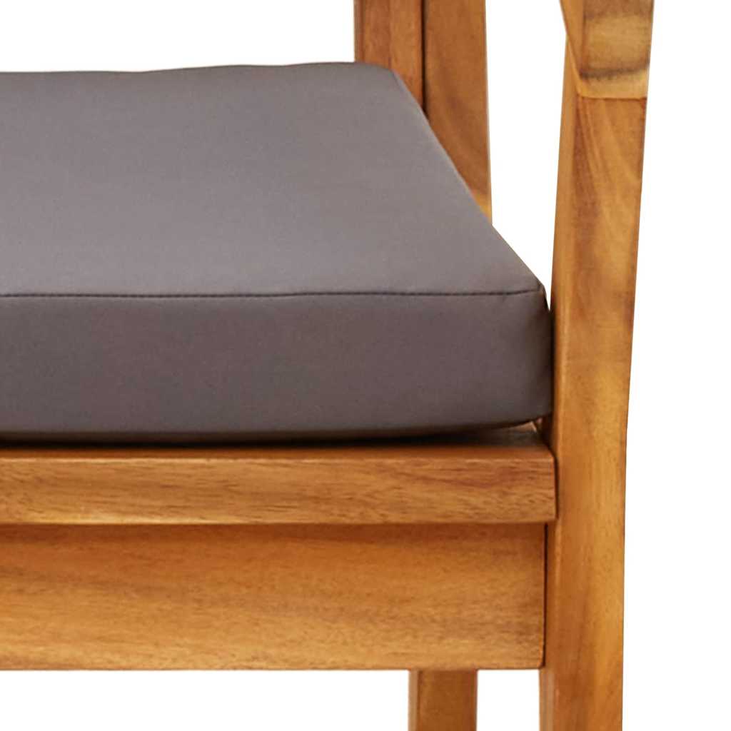 Chaise de jardin avec coussin 2 pcs Marron Bois d'acacia massif