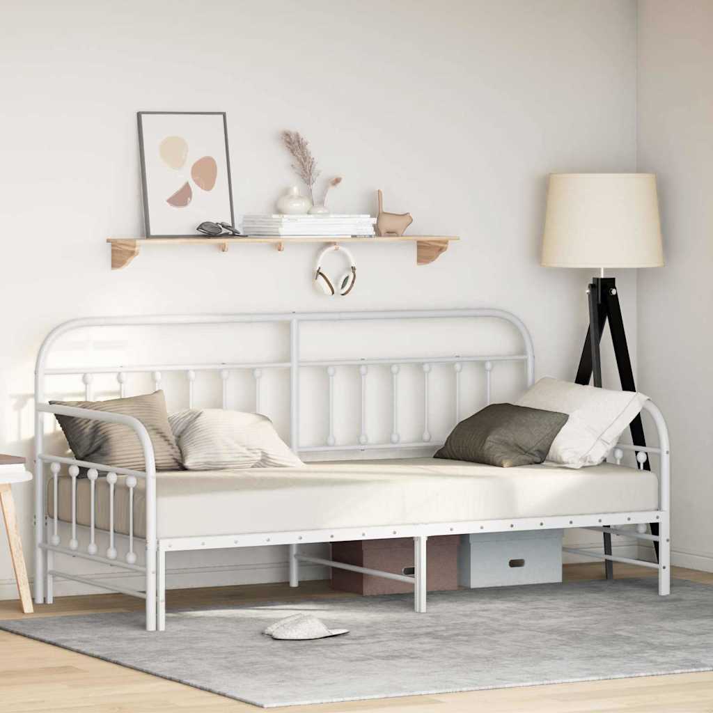 Cadre de lit de jour avec tête de lit Blanc 107 x 203 cm Acier