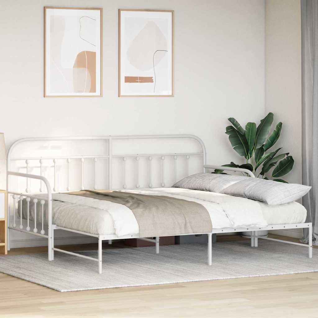 Cadre de lit de jour avec tête de lit Blanc 107 x 203 cm Acier