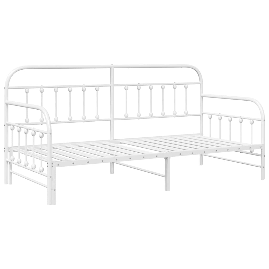 Cadre de lit de jour avec tête de lit Blanc 107 x 203 cm Acier