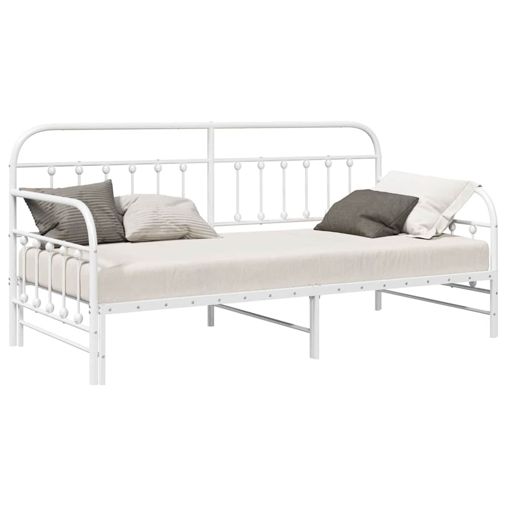 Cadre de lit de jour avec tête de lit Blanc 107 x 203 cm Acier