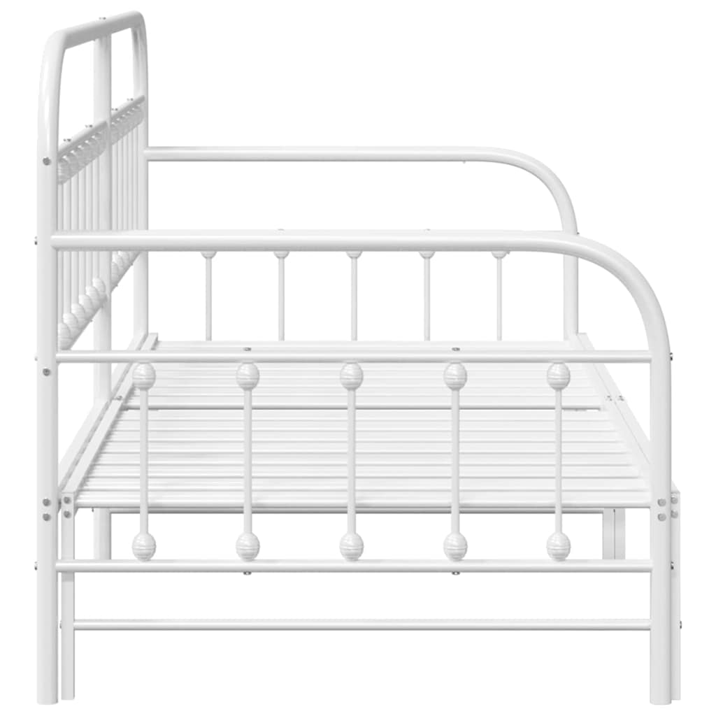 Cadre de lit de jour avec tête de lit Blanc 107 x 203 cm Acier