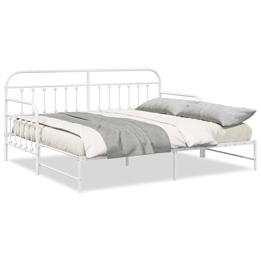Cadre de lit de jour avec tête de lit Blanc 107 x 203 cm Acier