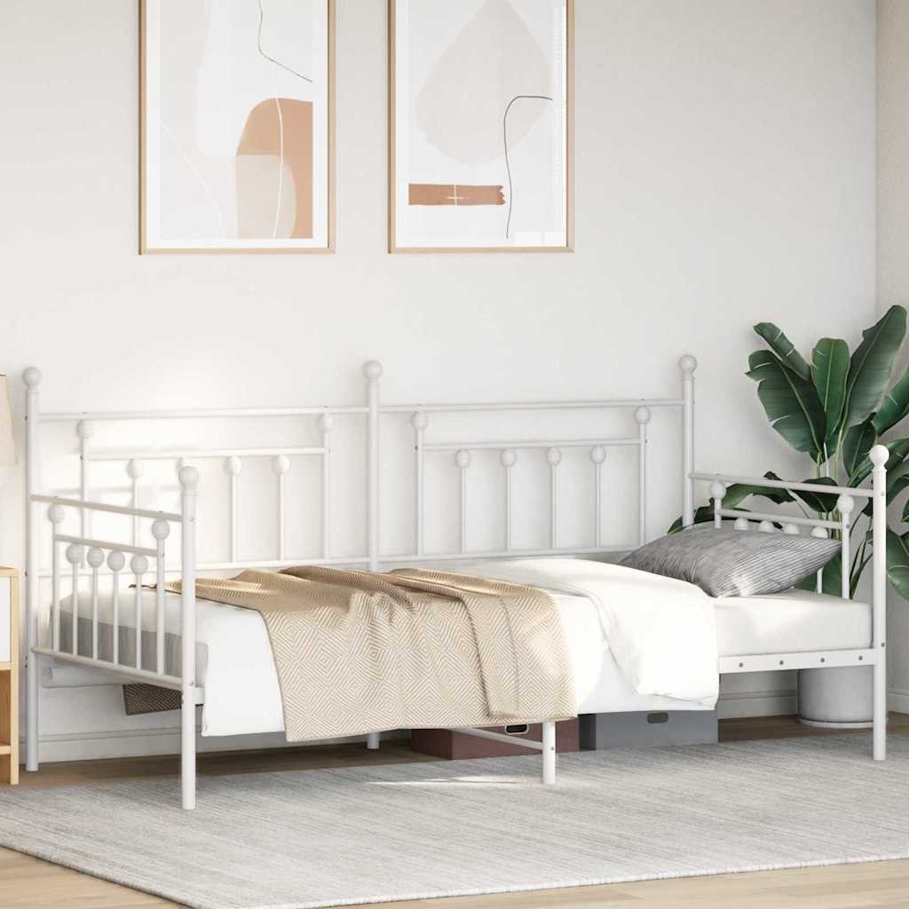 Cadre de lit de jour avec tête de lit Blanc 107 x 203 cm Acier