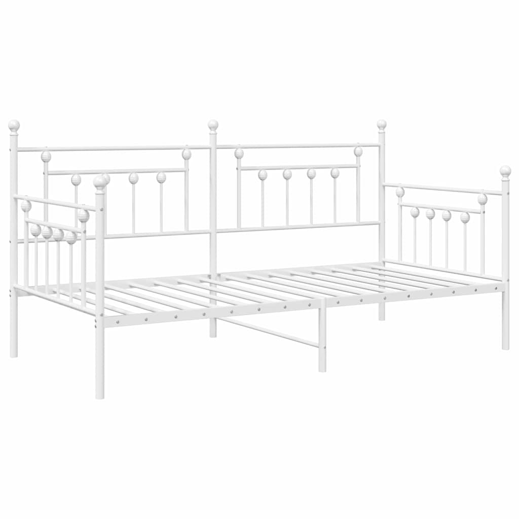 Cadre de lit de jour avec tête de lit Blanc 107 x 203 cm Acier