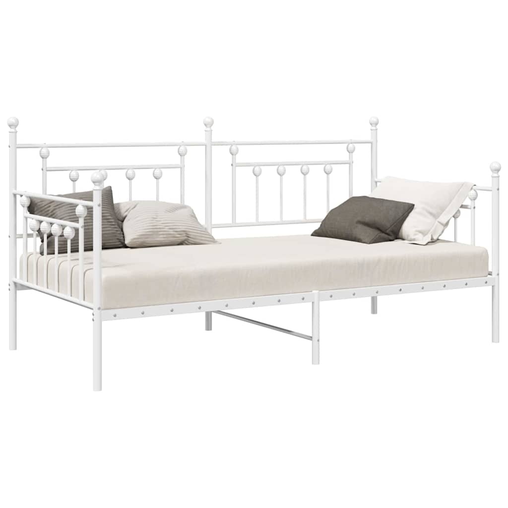 Cadre de lit de jour avec tête de lit Blanc 107 x 203 cm Acier