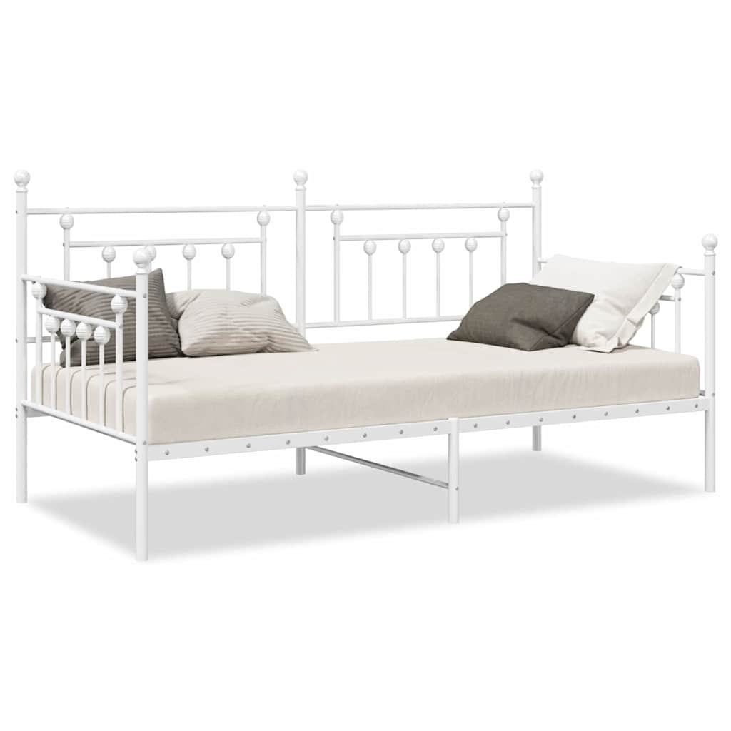 Cadre de lit de jour avec tête de lit Blanc 107 x 203 cm Acier