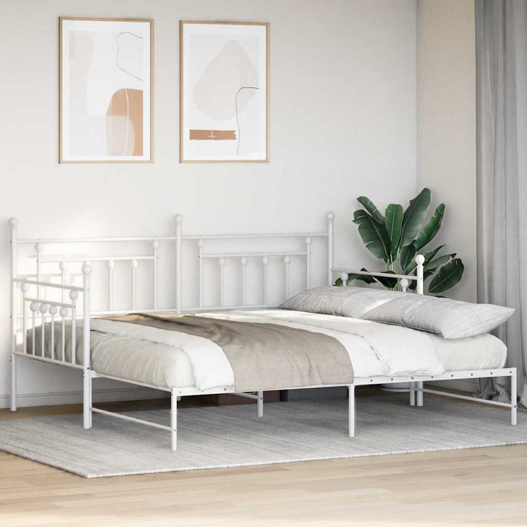 Cadre de lit de jour avec tête de lit Blanc 107 x 203 cm Acier
