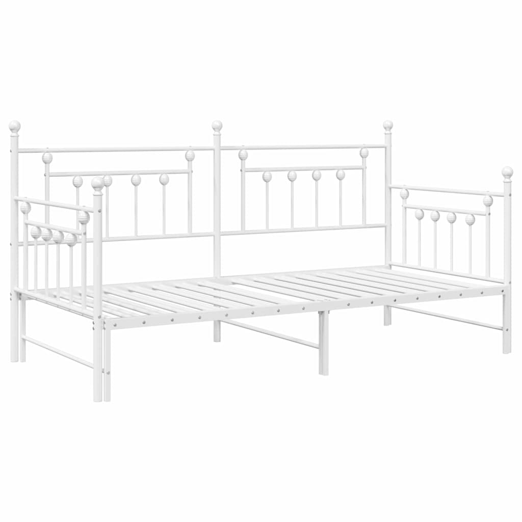 Cadre de lit de jour avec tête de lit Blanc 107 x 203 cm Acier