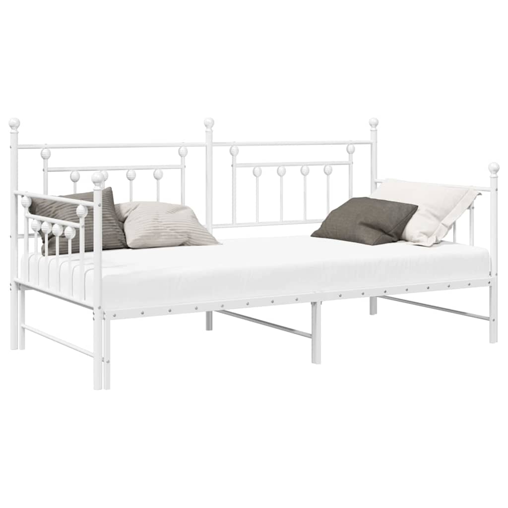 Cadre de lit de jour avec tête de lit Blanc 107 x 203 cm Acier