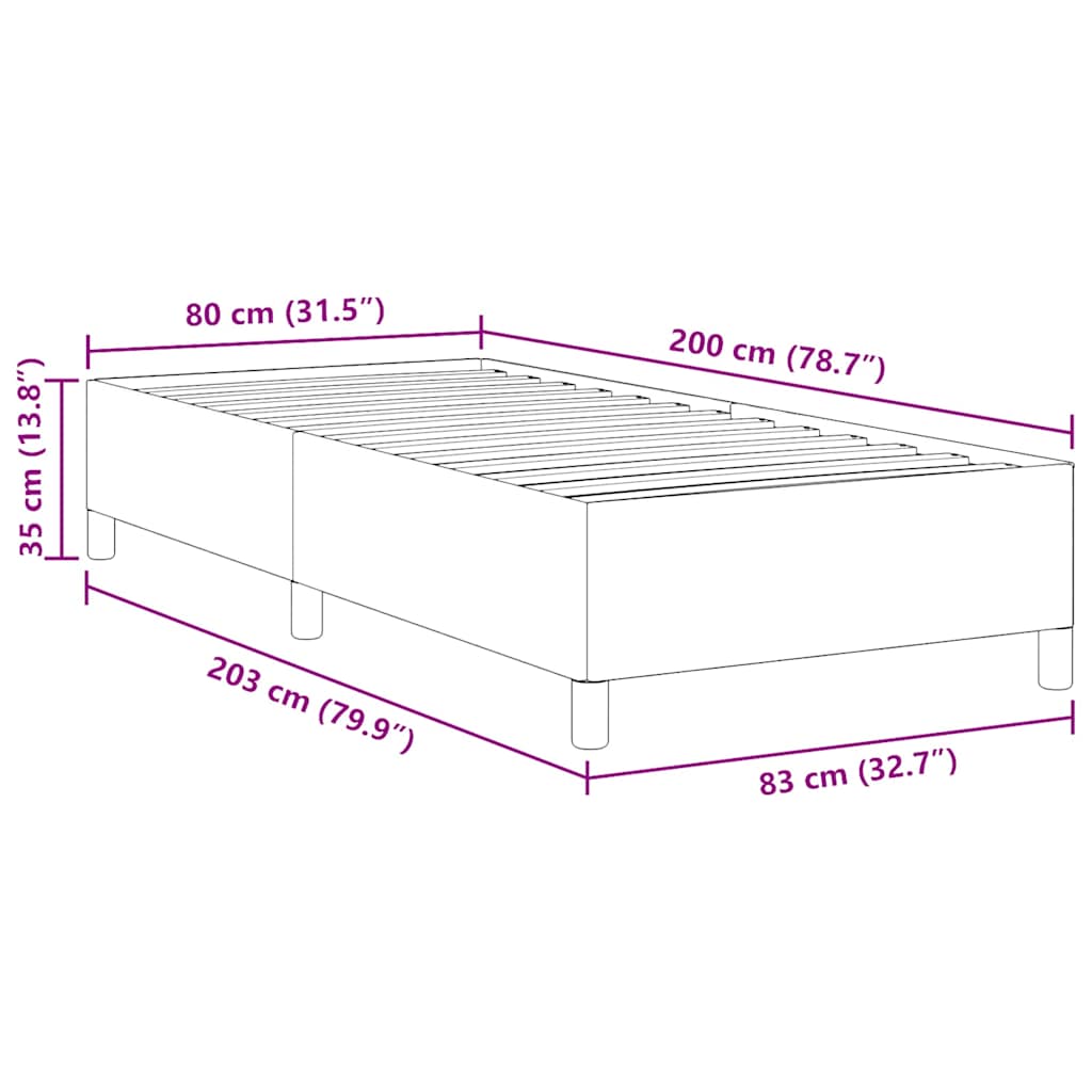 Cadre de lit Crème 80 x 200 cm Tissu en velours côtelé
