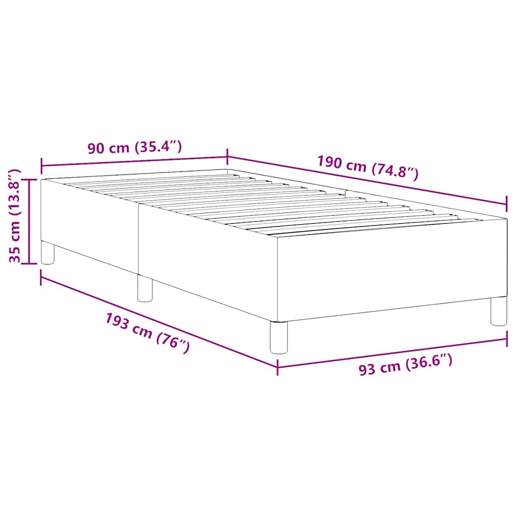 Cadre de lit Crème 90 x 190 cm Tissu en velours côtelé