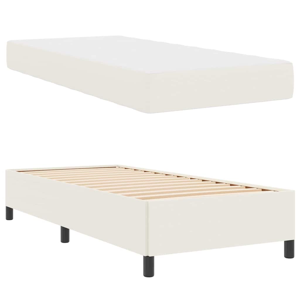 Cadre de lit Crème 90 x 200 cm Tissu en velours côtelé