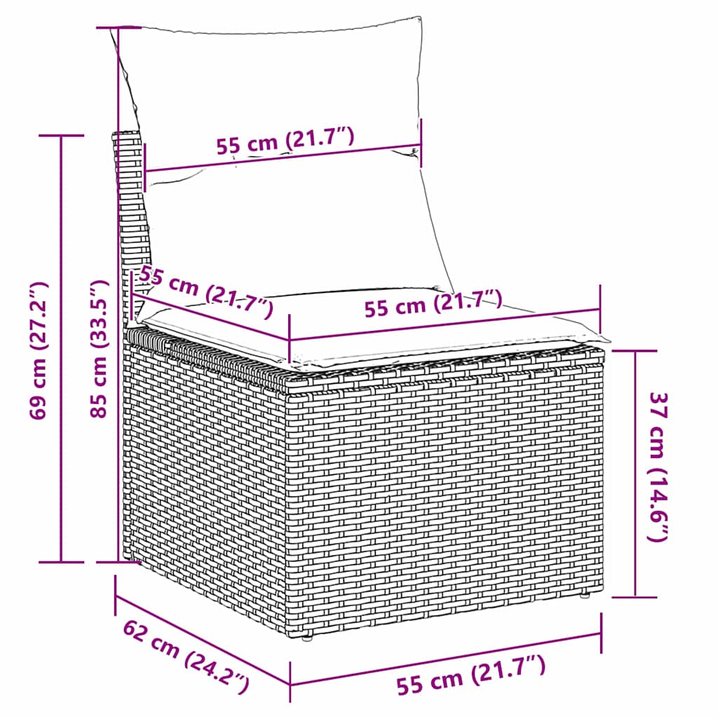 Ensemble de canapé de jardin 10 pcs Noir polyrotin