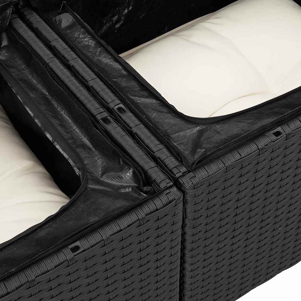 Ensemble de canapé de jardin avec coussin 12 pcs Noir, Crème