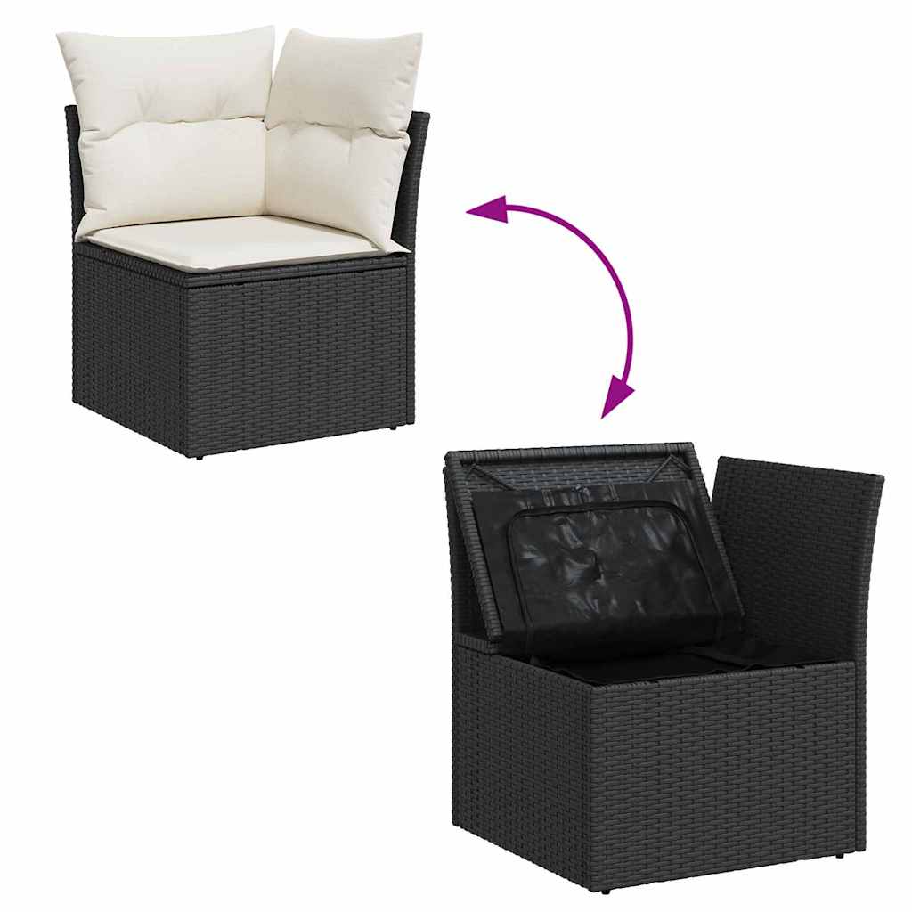 Ensemble de canapé de jardin avec coussin 12 pcs Noir, Crème