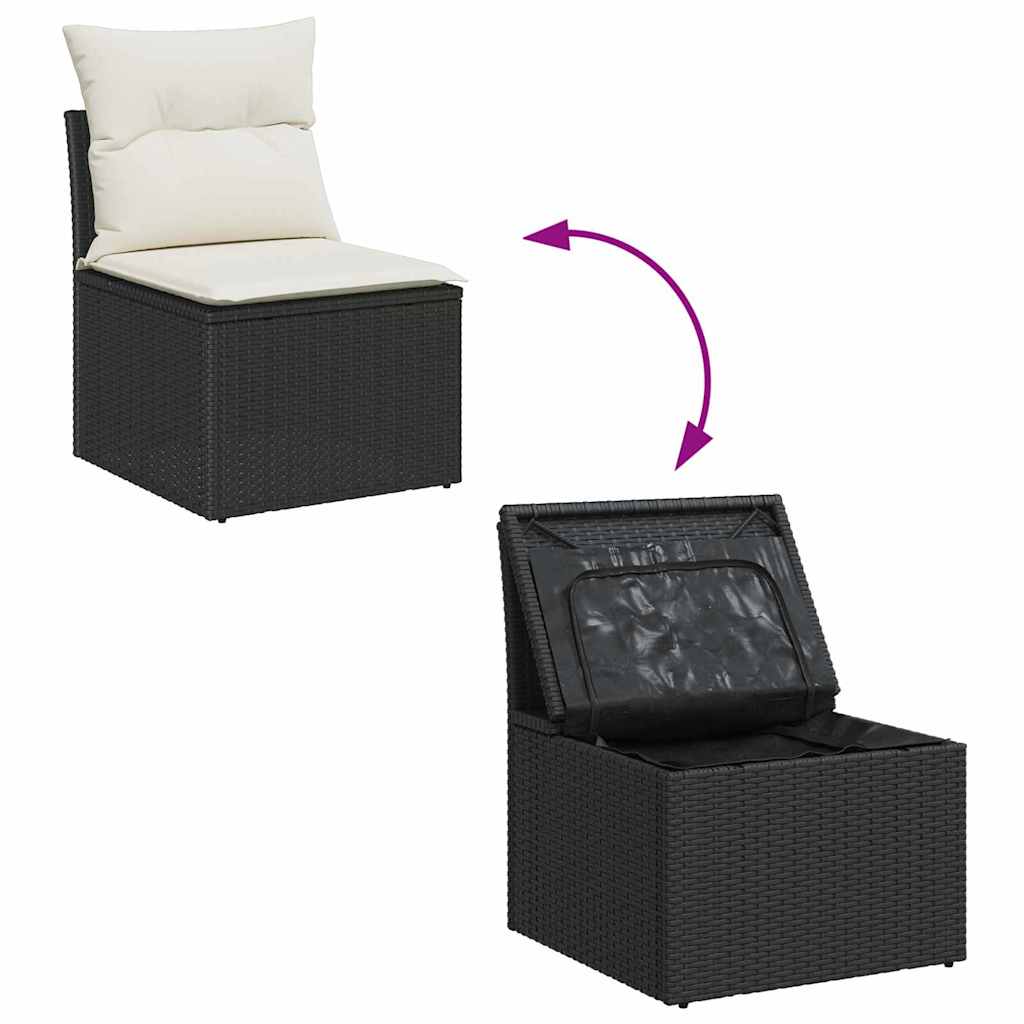 Ensemble de canapé de jardin avec coussin 12 pcs Noir, Crème