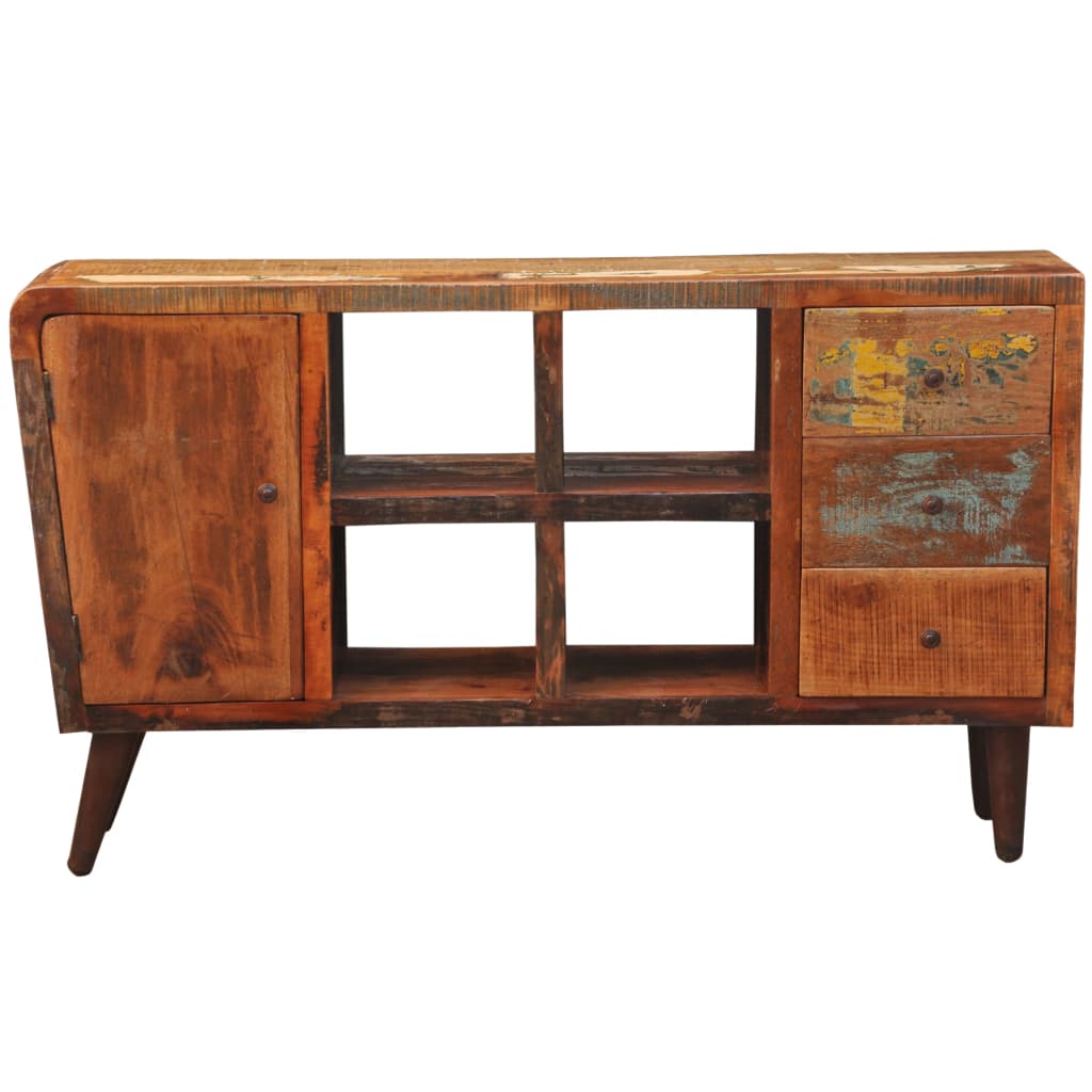 Armoire avec 1 porte 4 étagères 3 tiroirs Bois massif récupéré - Buffets & bahuts