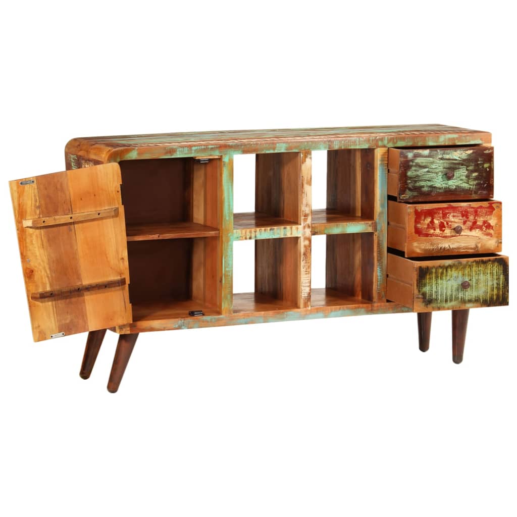 Armoire avec 1 porte 4 étagères 3 tiroirs Bois massif récupéré - Buffets & bahuts