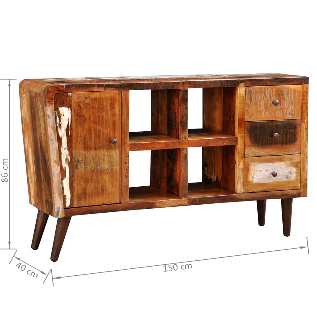 Armoire avec 1 porte 4 étagères 3 tiroirs Bois massif récupéré - Buffets & bahuts