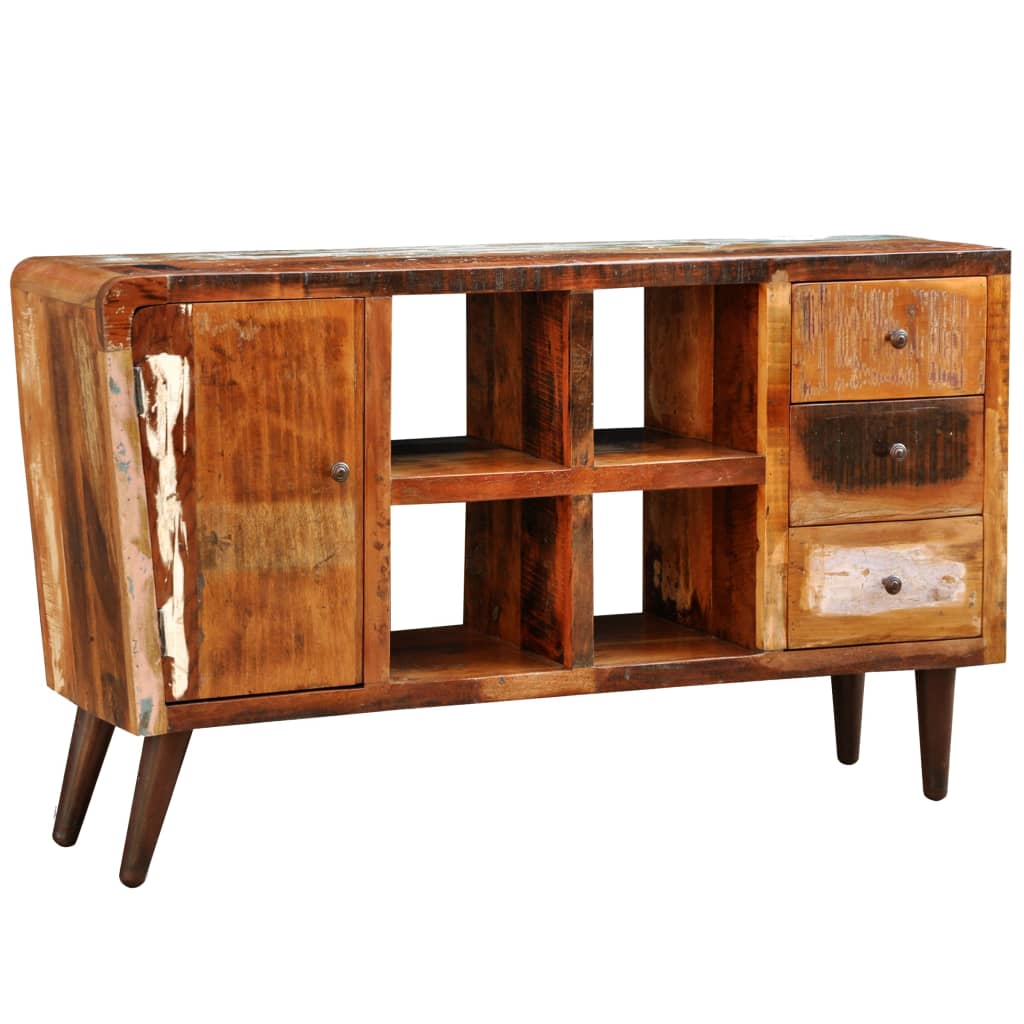 Armoire avec 1 porte 4 étagères 3 tiroirs Bois massif récupéré - Buffets & bahuts
