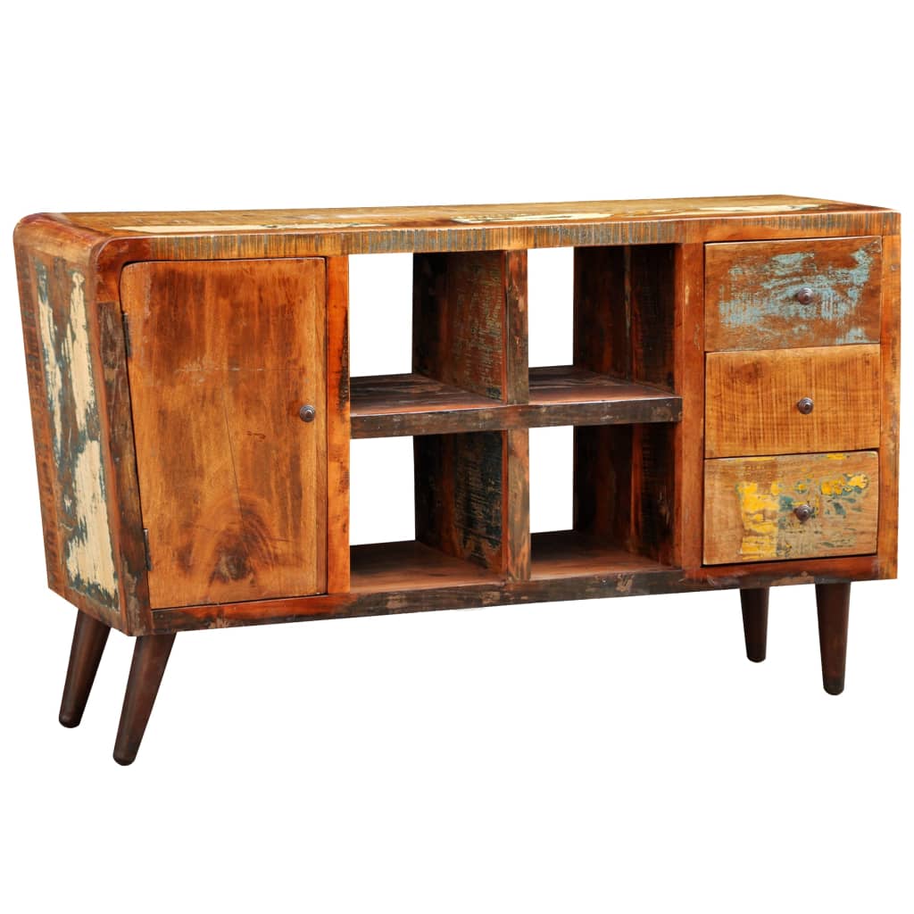 Armoire avec 1 porte 4 étagères 3 tiroirs Bois massif récupéré - Buffets & bahuts