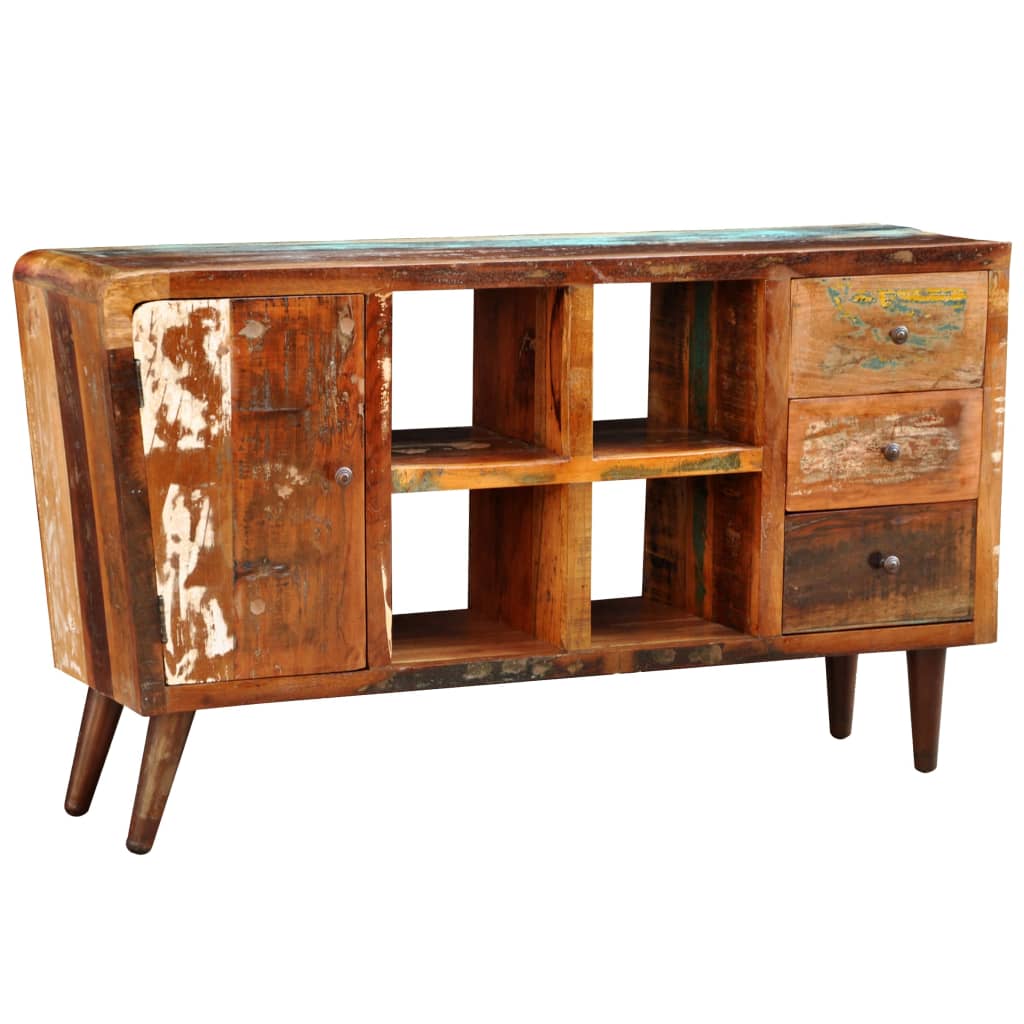 Armoire avec 1 porte 4 étagères 3 tiroirs Bois massif récupéré - Buffets & bahuts
