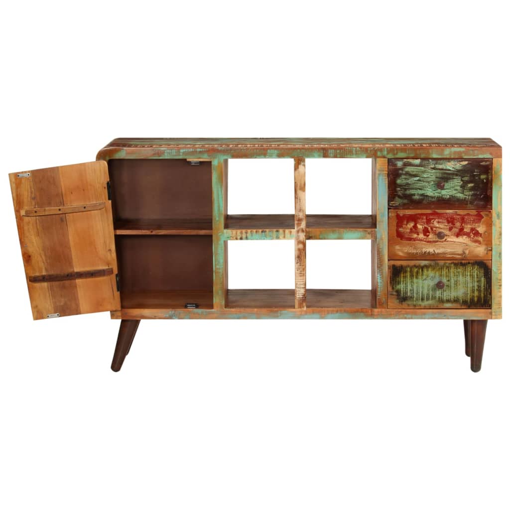 Armoire avec 1 porte 4 étagères 3 tiroirs Bois massif récupéré - Buffets & bahuts