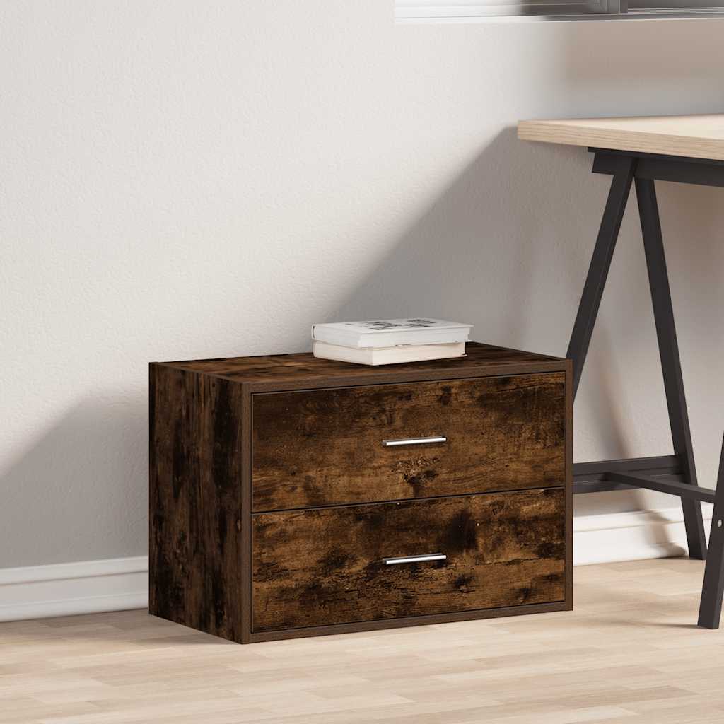 Armoire avec 2 tiroirs chêne fumé 60x31x40 cm bois d’ingénierie - Commodes