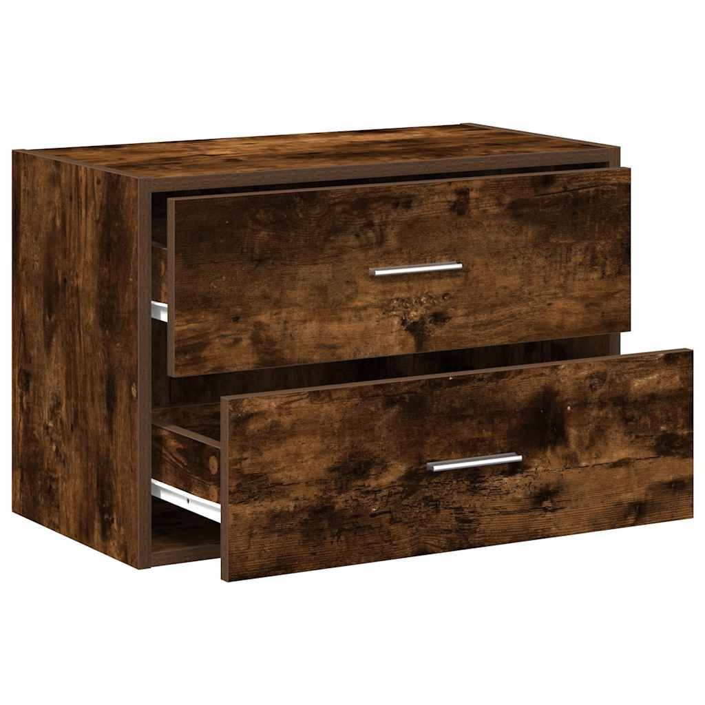 Armoire avec 2 tiroirs chêne fumé 60x31x40 cm bois d’ingénierie - Commodes