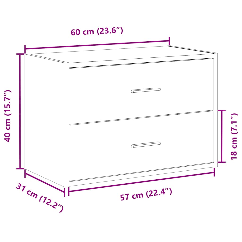 Armoire avec 2 tiroirs chêne marron 60x31x40 cm bois ingénierie - Commodes