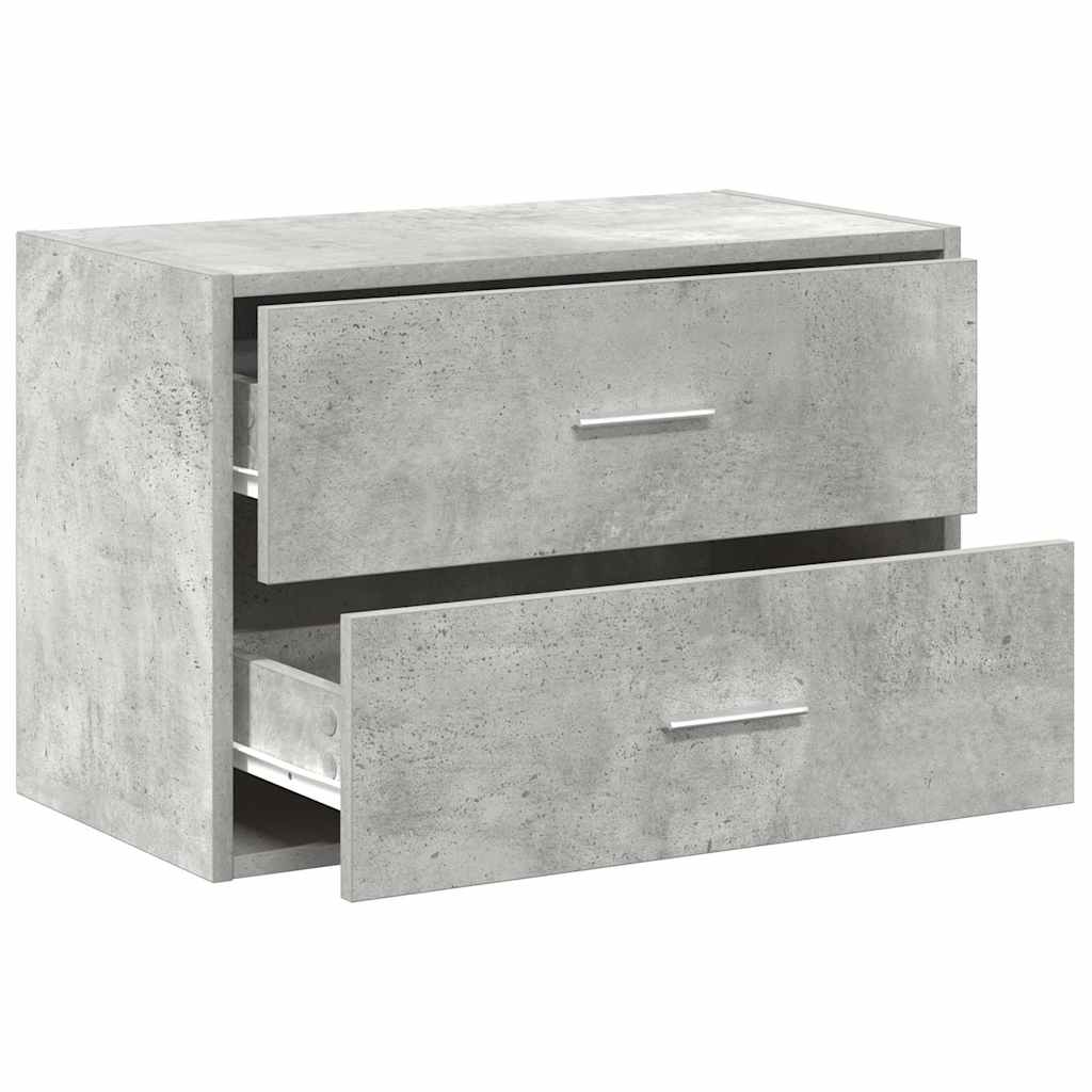 Armoire avec 2 tiroirs gris béton 60x31x40 cm bois d’ingénierie - Commodes