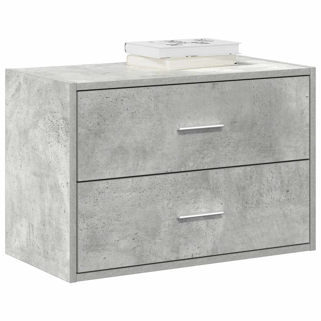 Armoire avec 2 tiroirs gris béton 60x31x40 cm bois d’ingénierie - Commodes