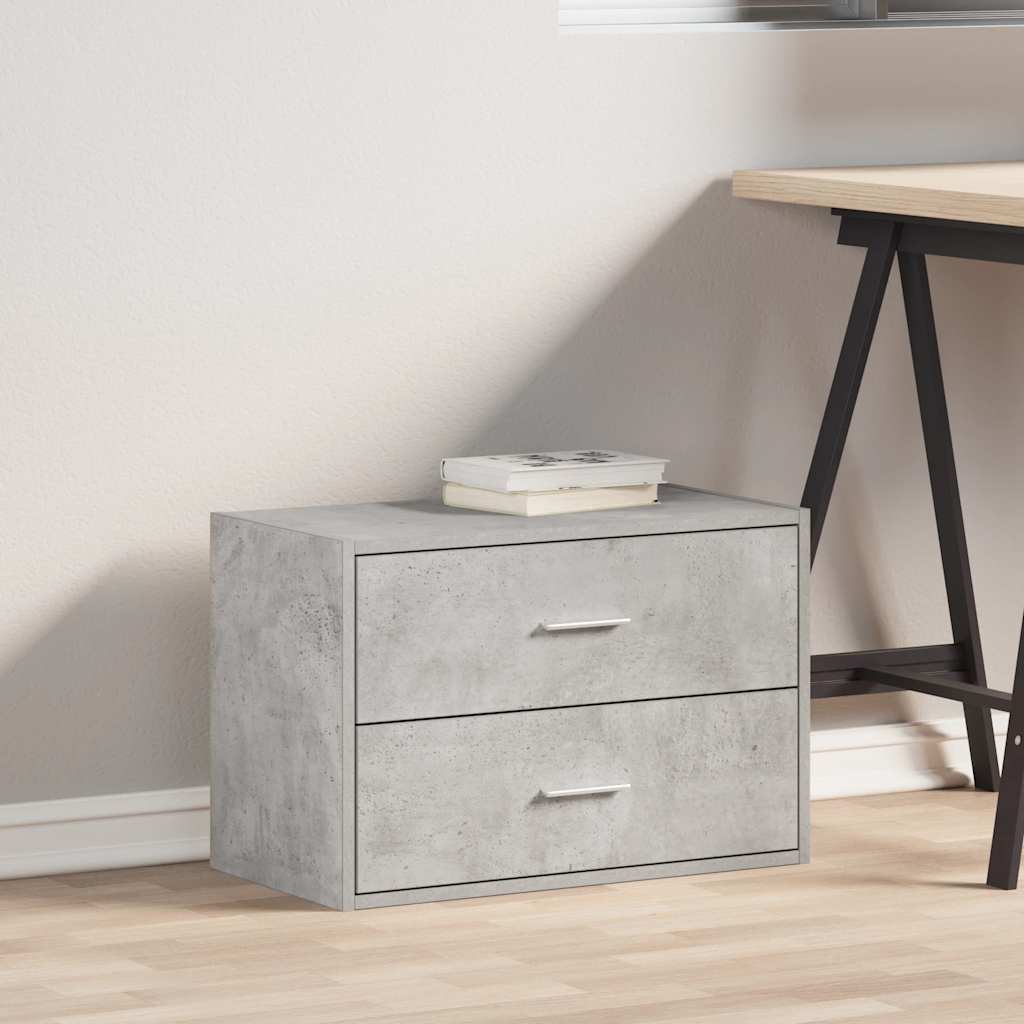 Armoire avec 2 tiroirs gris béton 60x31x40 cm bois d’ingénierie - Commodes