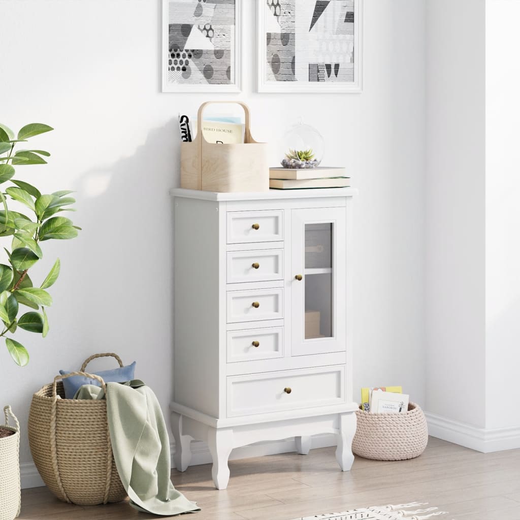 Armoire avec 5 tiroirs et 2 étagères Blanc - Commodes