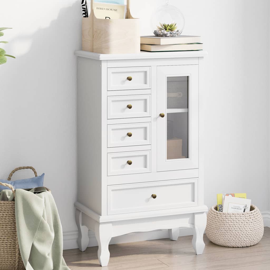 Armoire avec 5 tiroirs et 2 étagères Blanc - Commodes