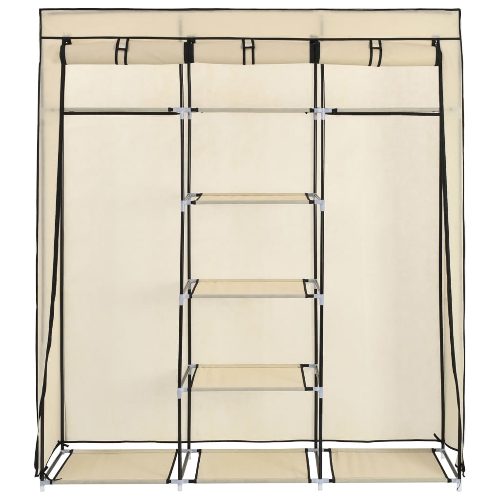 Armoire avec compartiments et barres Crème 150x45x175 cm Tissu - Armoires