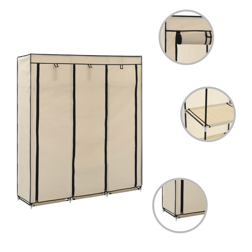 Armoire avec compartiments et barres Crème 150x45x175 cm Tissu - Armoires
