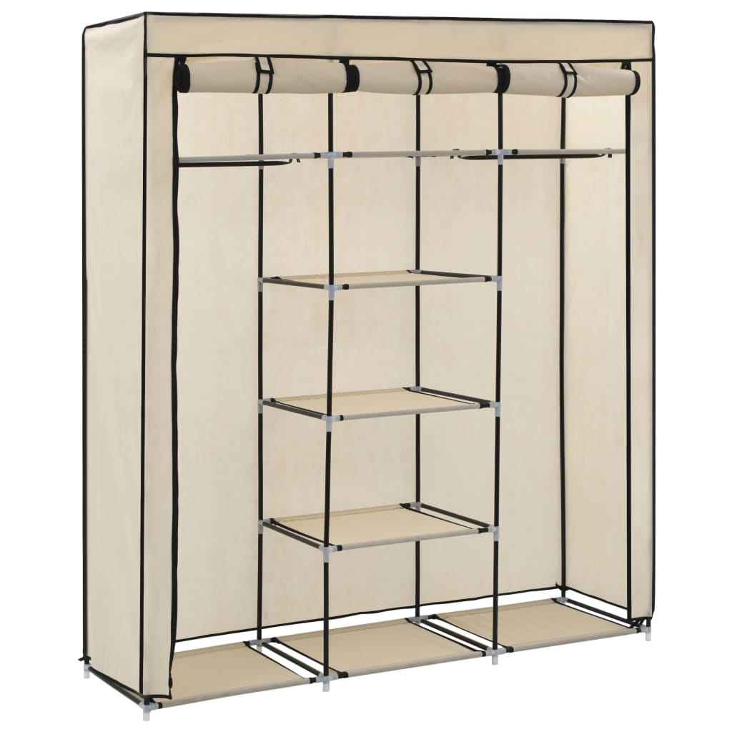 Armoire avec compartiments et barres Crème 150x45x175 cm Tissu - Armoires