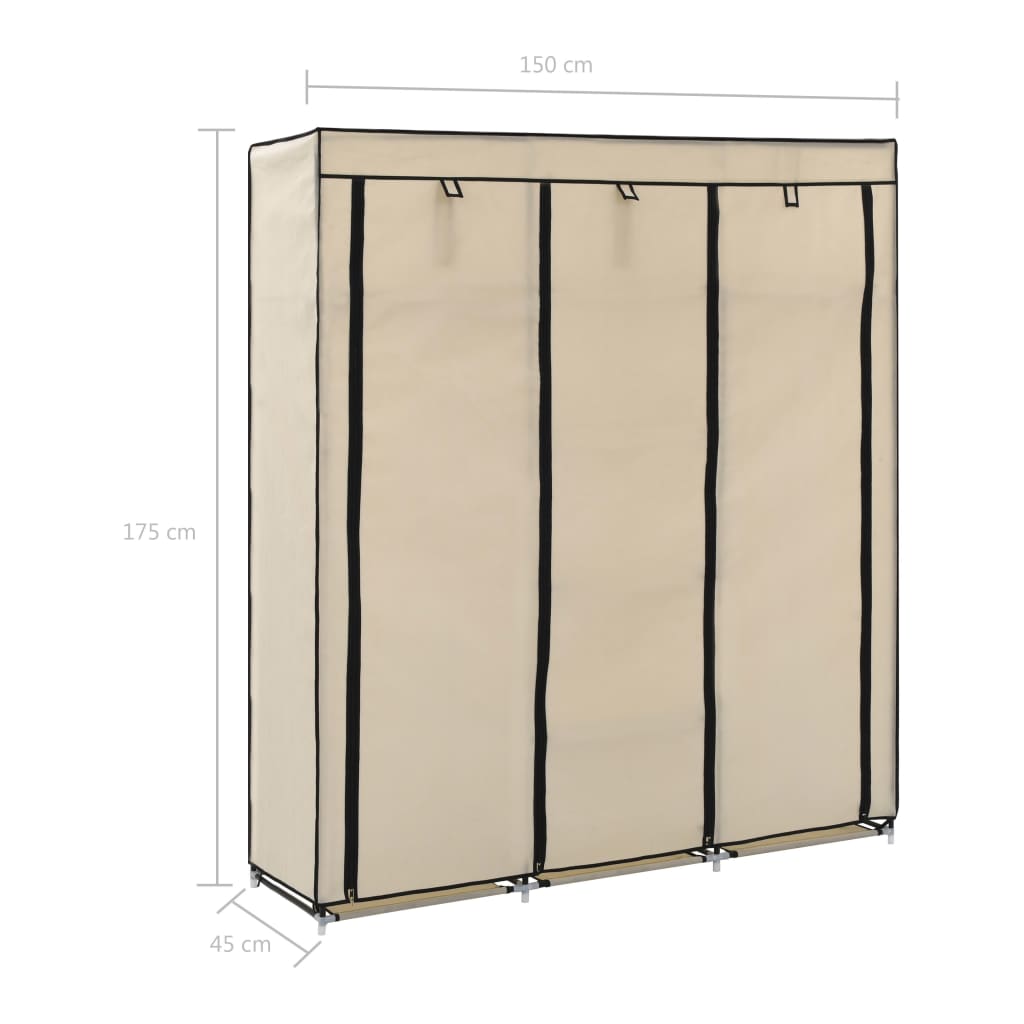 Armoire avec compartiments et barres Crème 150x45x175 cm Tissu - Armoires