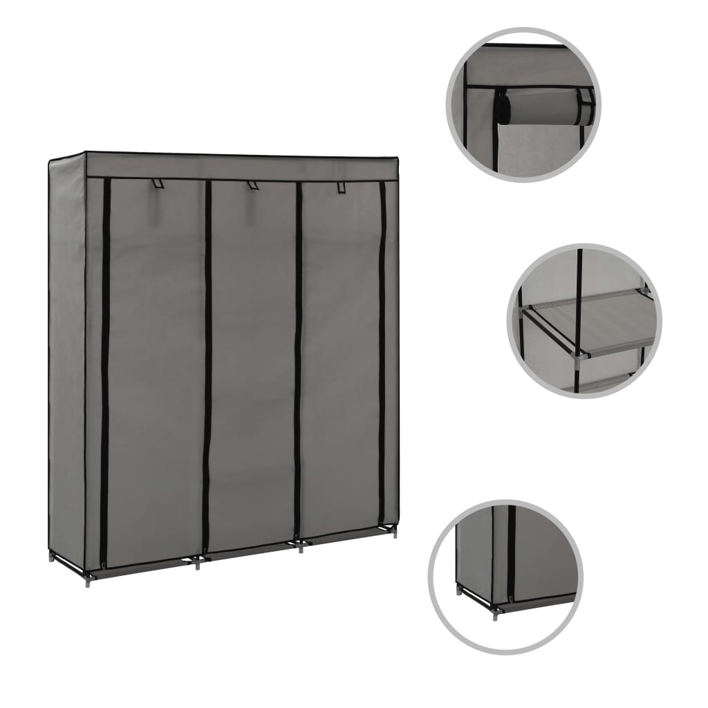 Armoire avec compartiments et barres Gris 150x45x175 cm Tissu - Armoires