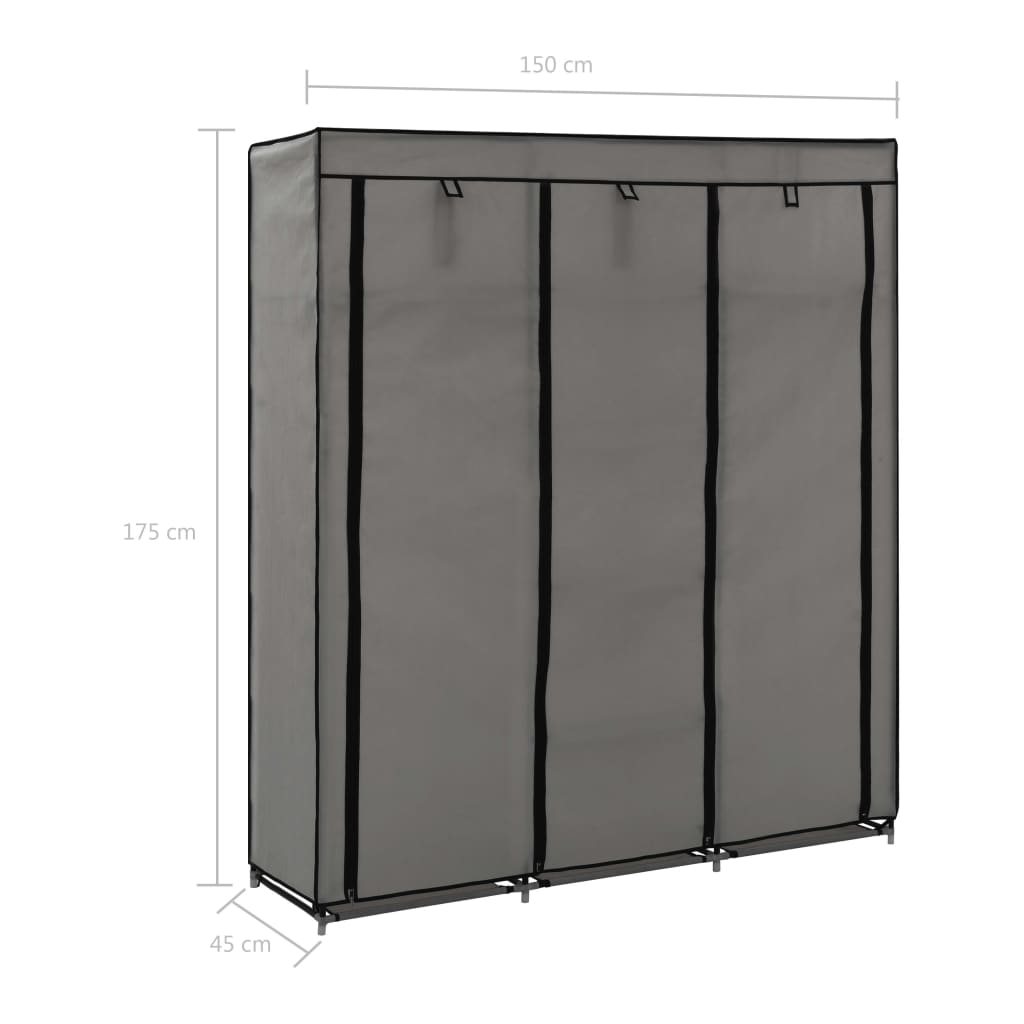 Armoire avec compartiments et barres Gris 150x45x175 cm Tissu - Armoires