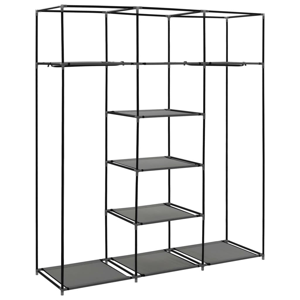 Armoire avec compartiments et barres Gris 150x45x175 cm Tissu - Armoires