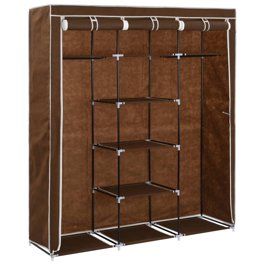 Armoire avec compartiments et barres Marron 150x45x175 cm Tissu - Armoires