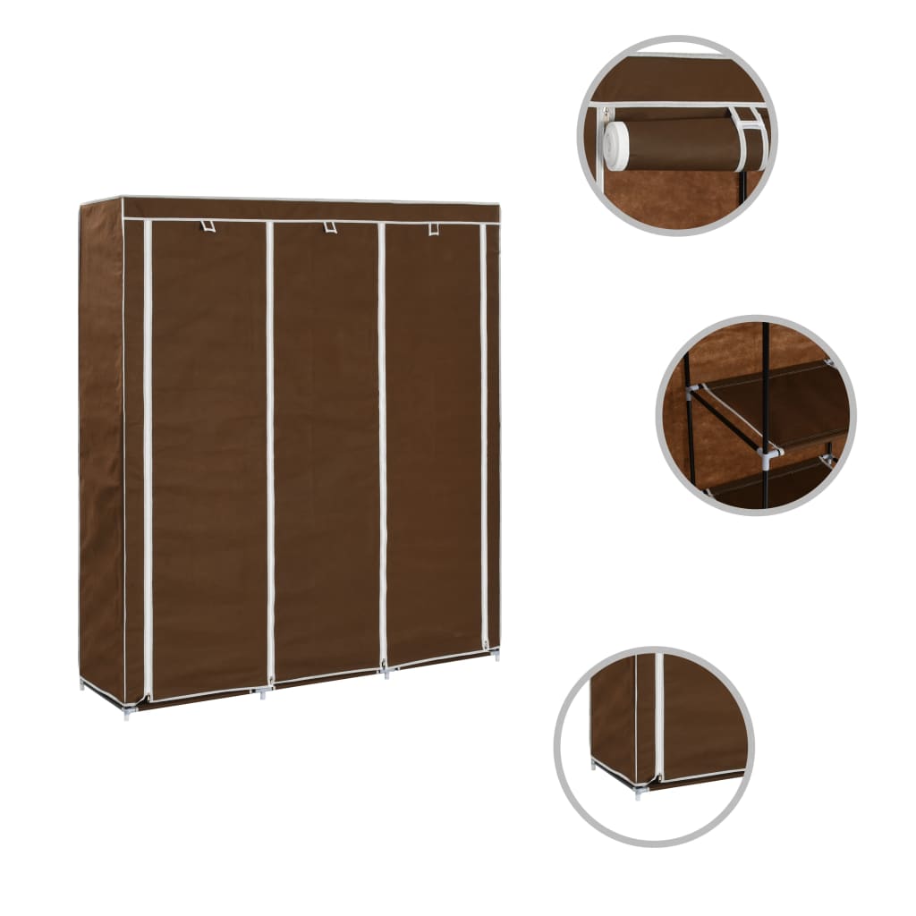 Armoire avec compartiments et barres Marron 150x45x175 cm Tissu - Armoires